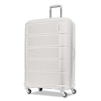 American Tourister Stratum 2.0 Expandable Hardside Luggage with Spinner Wheels, Checked-Large, White