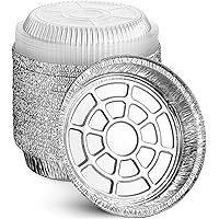 MontoPack 9” Round Aluminum Foil Pans with Clear Lids | Disposable Containers with Straight Walls for Storing, Baking…