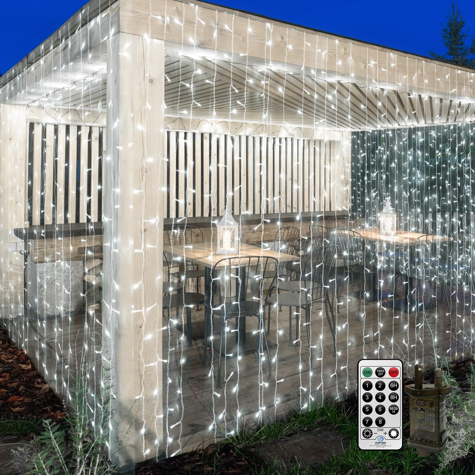 THKFUL 6x3M Curtain Lights Plug in for Bedroom,594LED Long Curtain Fairy Lights Indoor Window Waterfall Light with Remote Timer Waterproof for Hanging Wall Balocny Gazebo(White)