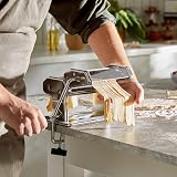 VonShef Manual Pasta Machine Stainless Steel with Clamp, Cutter & Spaghetti view 3