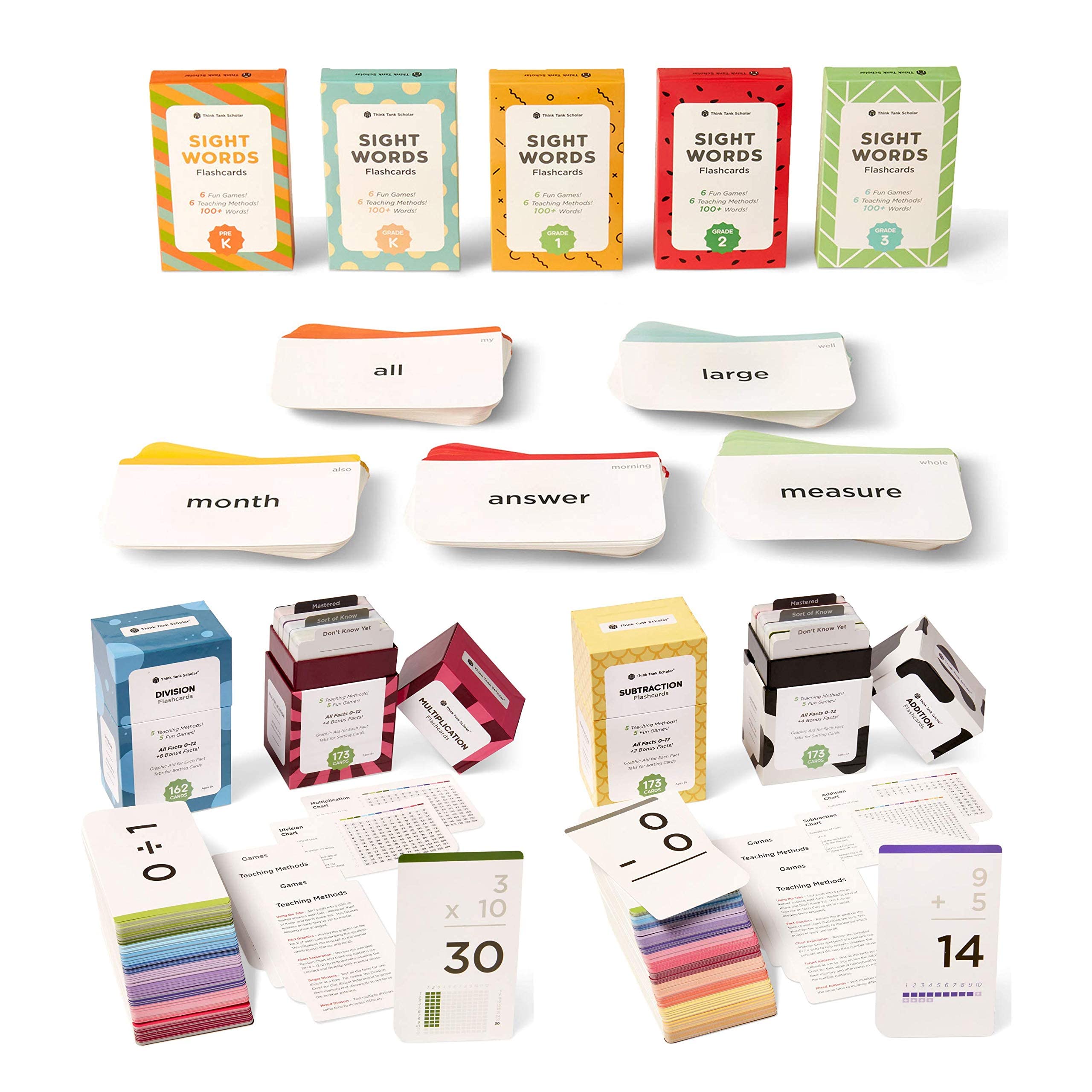 Think Tank Math Cards Mua Think Tank Scholar 520 Sight Words Flash Cards + 681 Math Addition ...