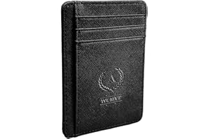 WEMVP Personalized Initial Card Wallet - Deep 3D Embossed Floral Leather Slim RFID Blocking Holder, Ultra-Thin 0.8cm Custom Monogram Gift for Men & Women (A, Onyx Black)