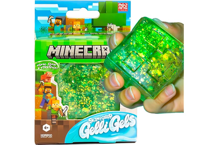 Minecraft SLIMYGLOOP® Gelli Gels Creeper, Green Slow-Flow Glitter Squishy Sensory Toy, Squeeze Stress Toy for Kids & Teens, Satisfying Sugar Squish Fidget