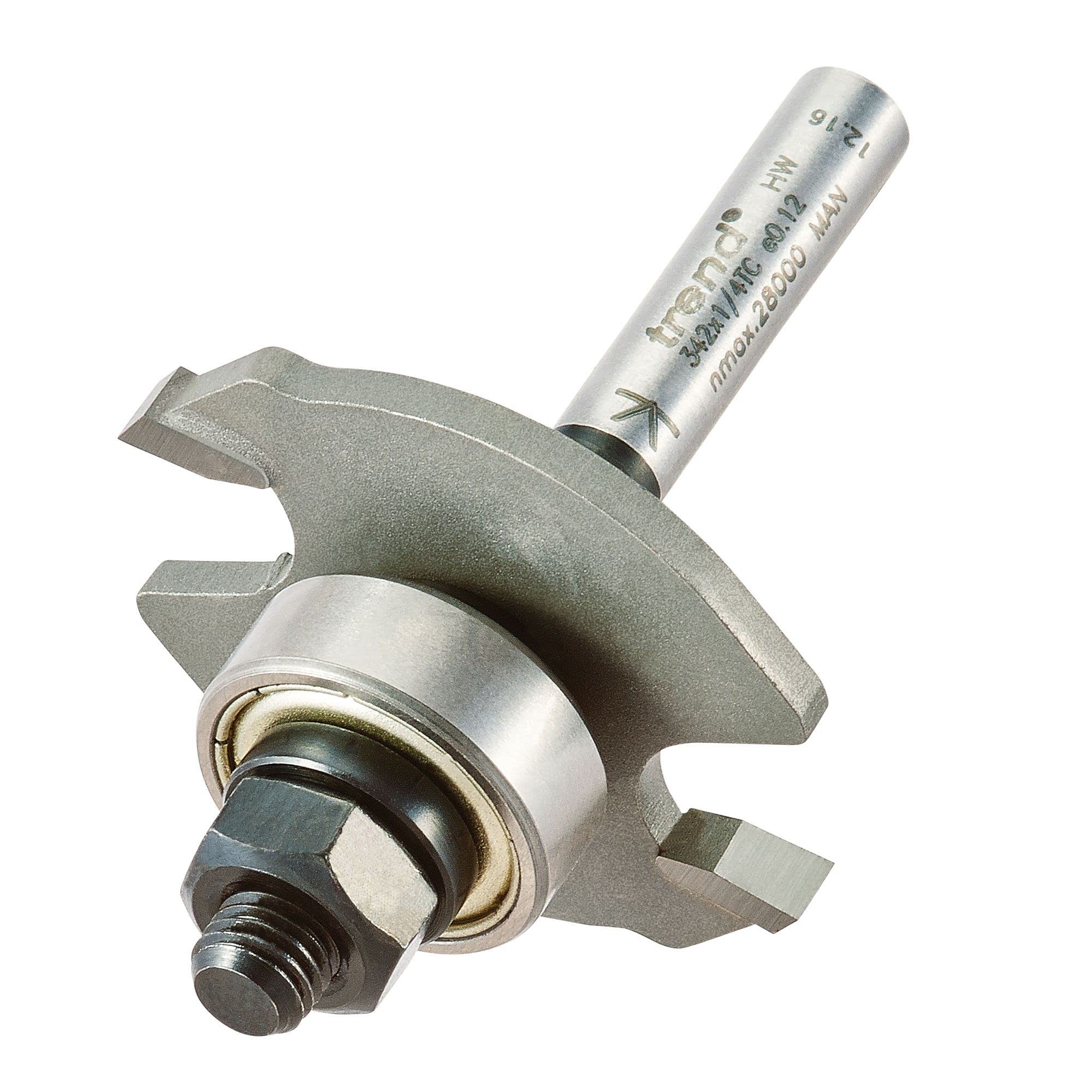 Trend Professional Bearing Guided Biscuit Jointer Router Cutter, 1/4 Inch Shank, 4mm Cut Length, Biscuit Sizes No.0, 10 & 20, 342X1/4TC — image 1