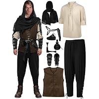 Veste Rinascimentale Costume Mago Stregone Uomo Per Halloween - Abito Con Cappuccio, Gilet Rinascimentale, Per Cosplay E Feste Costume Da Cavaliere Per Uomo - 14