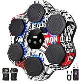 Music Boxing Machine, Smart Bluetooth Punching Machine with Gloves, 6 Target Large Size Punching, LED Electronic Workout Target with 9 Modes & 9 Speeds