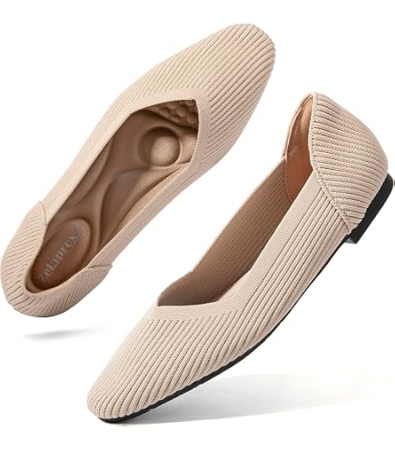 Ballerines Plates En Tricot Pour Femme - Confortables, Antidérapantes, Légères, Pour Bureau Et Quotidien - 4