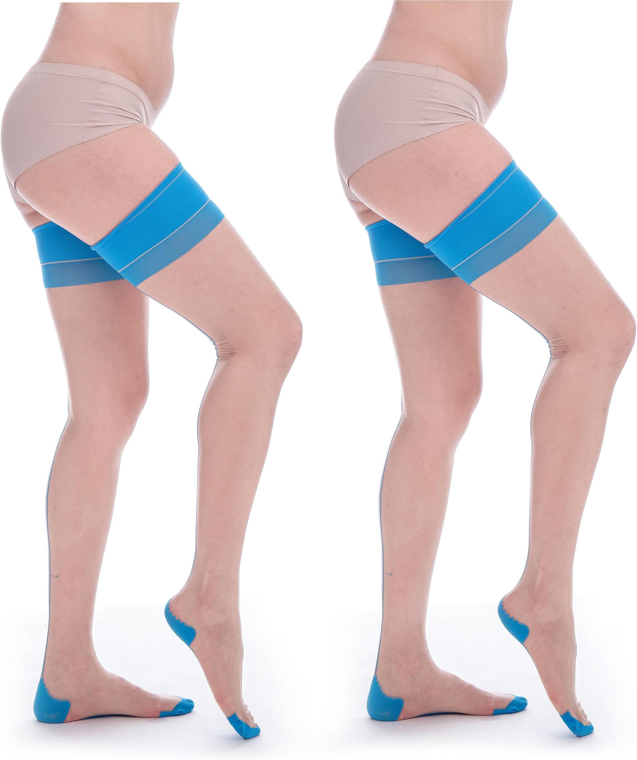 ElsaYXWomen's Sexy Vintage Wide Border Seamed Thigh High Stockings