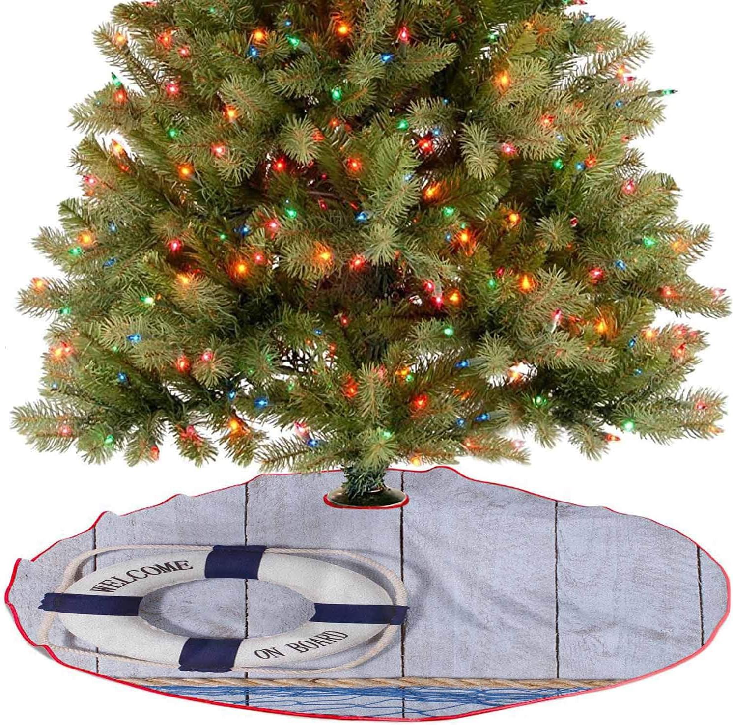 Merry Christmas Tree Skirt on Board Greeting Message Holiday