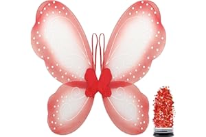 Funcredible Butterfly Wings with Chunky Glitter - Butterfly Costume - Fairy Wings Costume Set - Fairy Costume for Woman