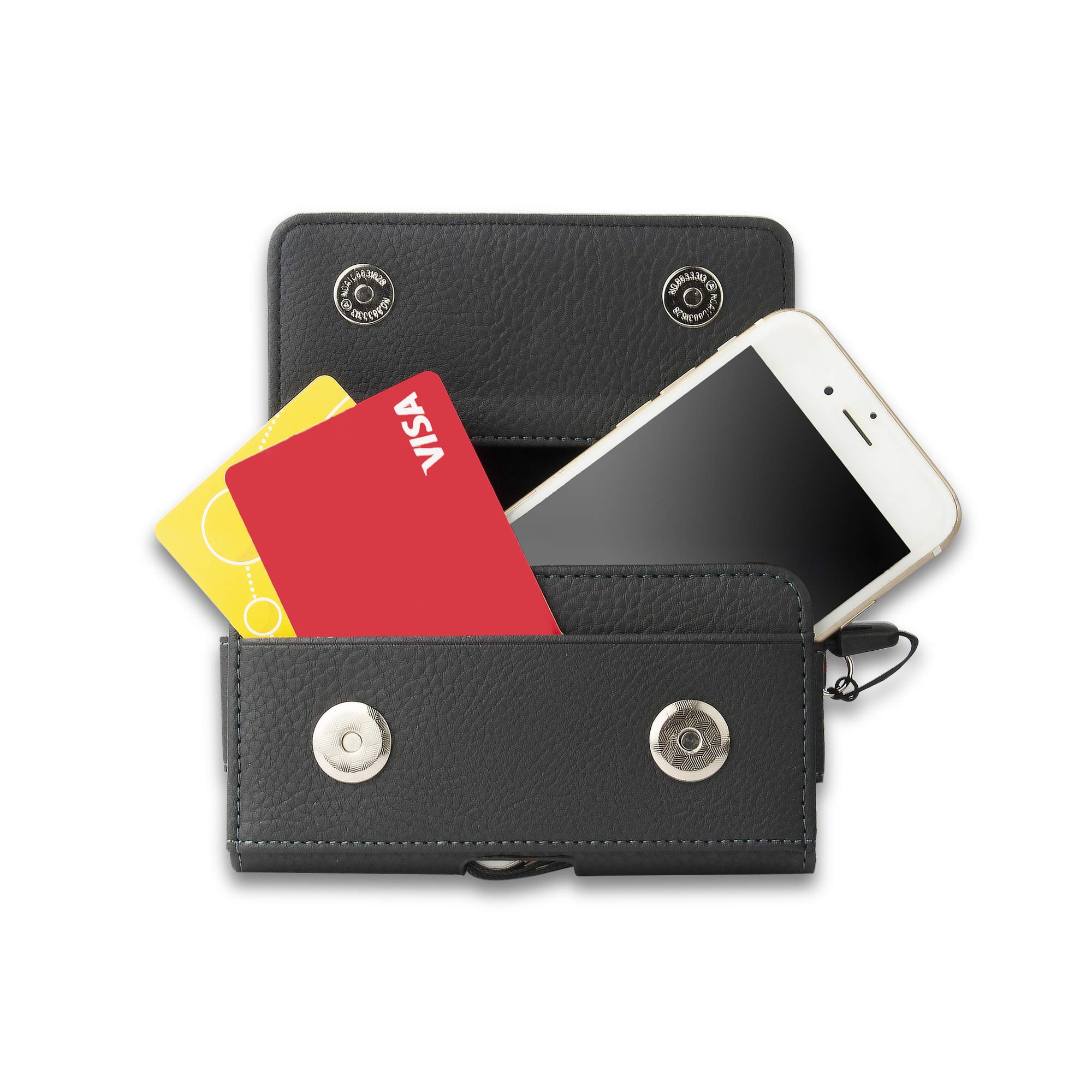 AXELENS Universal Horizontal Pouch Case Synthetic Leather For Cellphone Up to 6 Inch With Belt Loop - BLACK