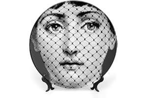 LITTLIUDO Lina Cavalieri Plate, Wall Decorative Plate, Mysterious Face Plate Wall Hanging Decoration,Including Bracket And Special Spring HooK,style-9,7inch