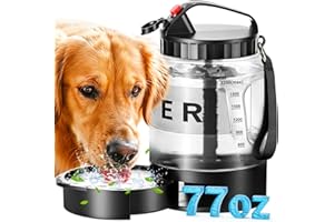 SWSUN 77oz Large Dog Water Bottle Travel - Portable Dog Travel Water Dispenser with Bowl, Ideal for Travelling, Hiking, Camping, Parks, Outdoor, Black