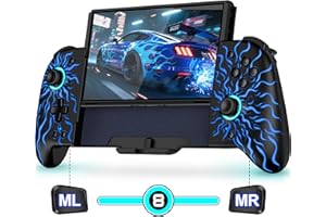 NinABXY Hall Effect Joystick Controller for Nintendo Switch/OLED, Wireless One-Piece Handheld Switch Joypad - Macro, Ergonomic Grip, Turbo, Flame Pattern, Christmas Presents for Family/Friends