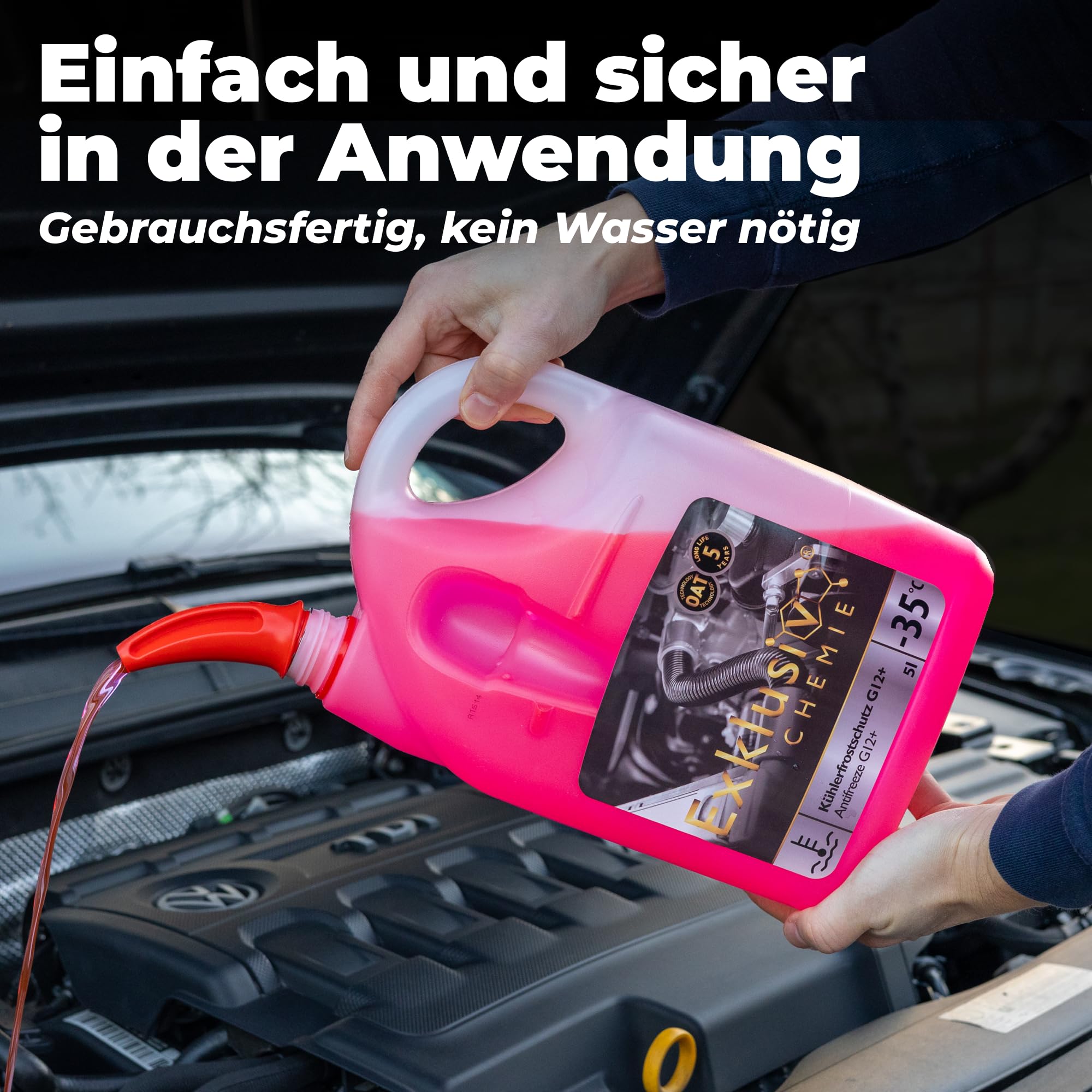 Exklusiv Chemie G12+ Kühlerfrostschutz bis -35° - 5 Liter - 5 Jahre | Kühlflüssigkeit Auto | G12 Kühlmittel Auto | Gebrauchsfertig | Langlebiger Schutz 3