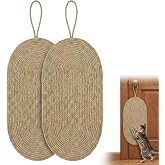 Junkin 2 Pack 16.5x6.3inch Sisal Hanging Cat Scratcher for Door Knob, Oval | Cat Scratcher Mat, Long Hanging Rope, Anti-slip Back, Natural Sisal Protects Furniture, Ideal Texture for Scratching and Play