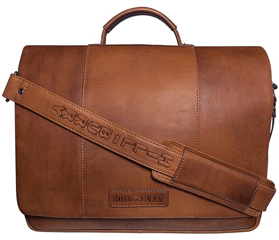 Hill Burry Echt-Leder Leder Aktentasche | aus hochwertigem Rindsleder | Aktentasche Notebooktasche Arbeitstasche | Umhängetas