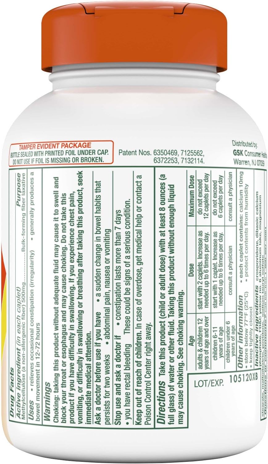 Citrucel Fiber Therapy Caplets for Irregularity, Easy to Swallow Methylcellulose Fiber Caplets, 180 Count: Health & Personal Care