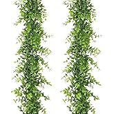 Dolicer Eucalyptus Garland 2 Pack - 12FT Faux Greenery, Fake Hanging Garlands Wedding Backdrop Arch Wall Table Party Decor (Green)