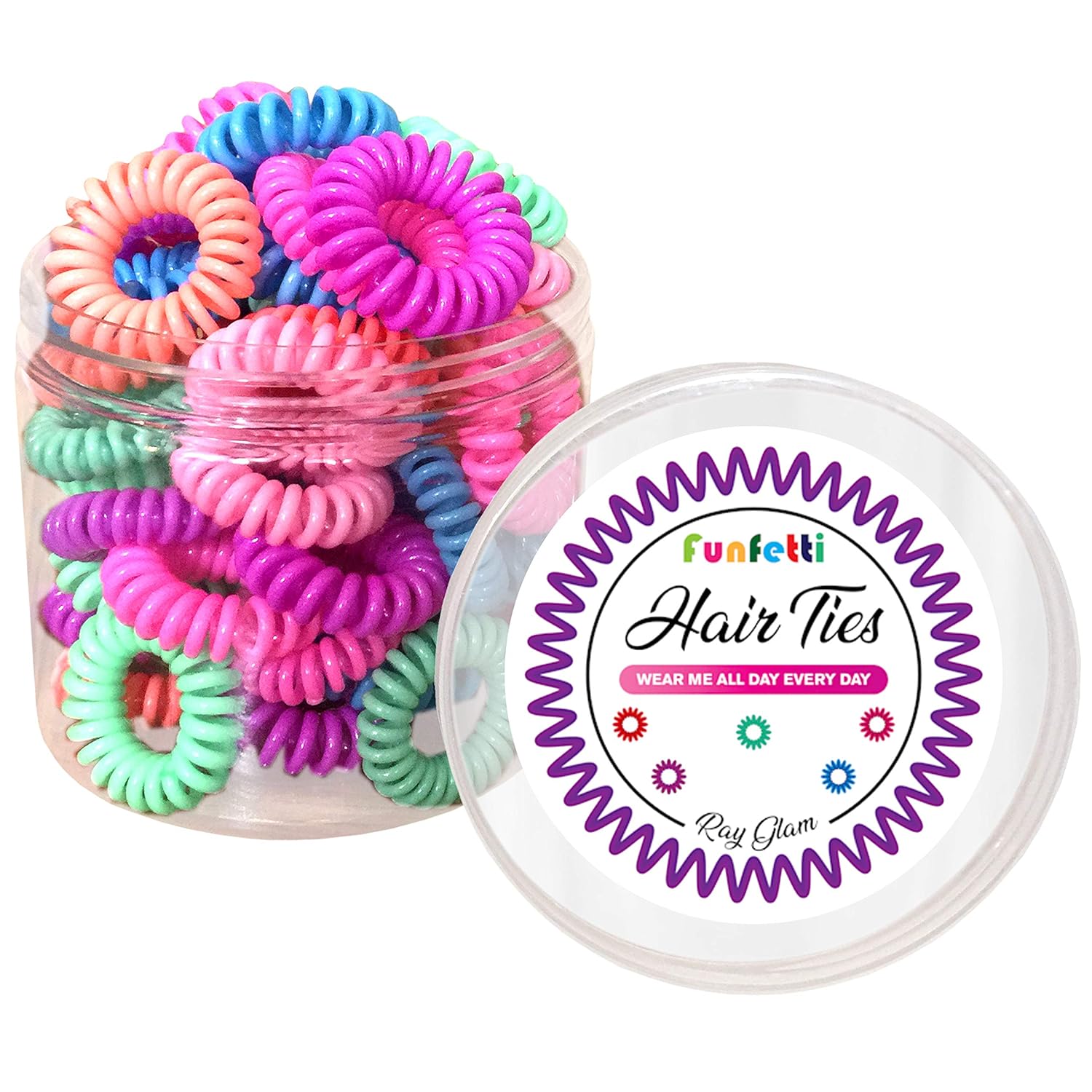 Amazon Com Spiral Hair Ties No Crease 40 Colorful Traceless