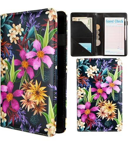 Server Books For Waitress - PU Leather Receipt Book With Zipper Pocket Durable Corners - View #5