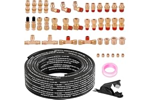 Boeray 43pcs 100FT 1/4 DOT Air Line Brass Fittings Kit 1/4" OD Quick Push to Connect Fittings Compression Fittings 1/4" SAE J844 PA12 Nylon Air Hose Tubing for Industrial & Truck Brake System