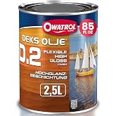 OWATROL Deks Olje D2, Marine Varnish for Wood &amp; Metal, High Gloss, 85 Oz | High-Gloss Protection for Boats, Varnish for Hulls, Tanks &amp; Railings, Heat-Resistant, Rust-Inhibiting, Won't Peel or Flake