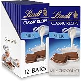 Lindt CLASSIC RECIPE Milk Chocolate Candy Bar, 4.4 oz., 12 Pack