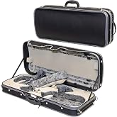MI&amp;VI NN-8001W Professional Double Violin Travel Case 4/4 (Full Size) Silk Interior | Hardwood Shell | Adjustable Straps | Fits Two (2) Full Sized Violins - MIVI Music
