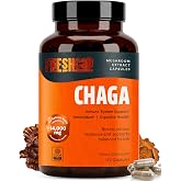 FreshCap Organic Chaga Mushroom Supplement Capsules, 120 Capsules | 14:1 Fruiting Body Extract with 15% Beta-Glucans - 3rd-Party Tested - Maintains Immune Health and Digestive Balance