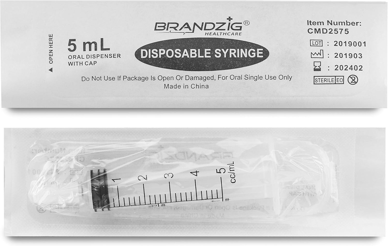 5ml Syringe with Cap (100 Pack) | Oral Dispenser Without Needle, Luer Slip Tip, | Individually Wrapped Medicine Dropper for Infants & Pets: Health & Personal Care