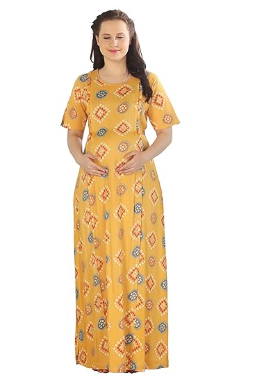 Womens Printed Long Maternity Nightdress