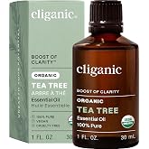Cliganic Organic Tea Tree Essential Oil for Diffuser, 100% Pure 1 Fl Oz | Natural For Aromatherapy, Skin, Hair &amp; Massage, Soap, Candle Making, Home Fragrance, DIY Blends, Non-GMO, Undiluted