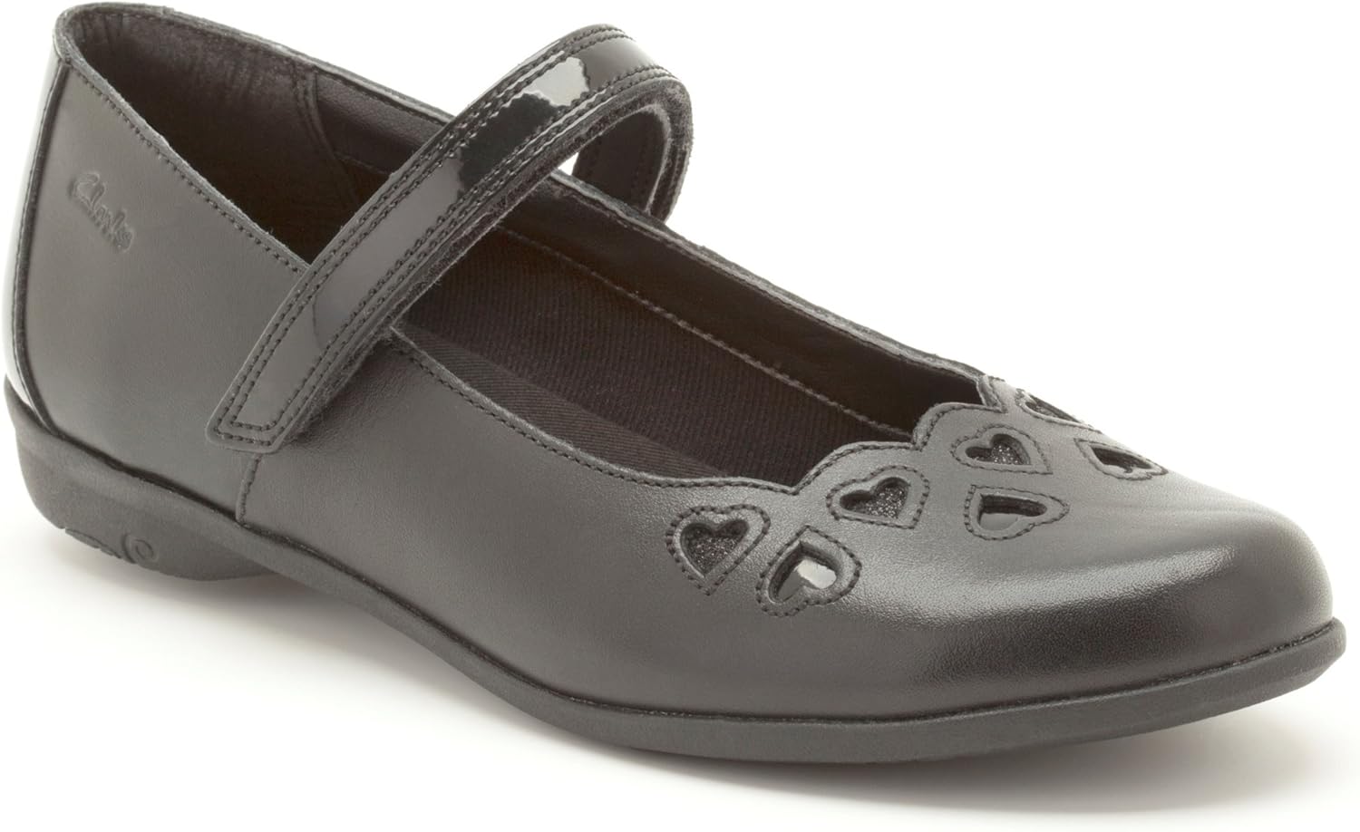 Clarks Girls School Orra Mimi Jnr Leather Shoes In Black Narrow Fit