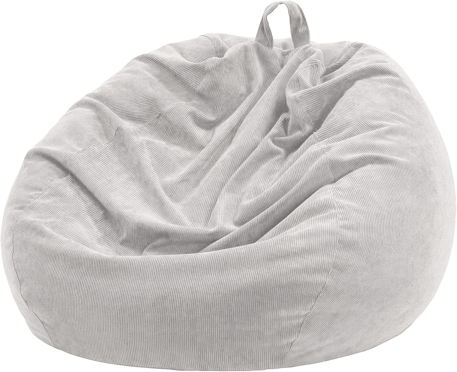 Nobildonna Bean Bag Chair Cover (No Filler) for Kids and Adults. Extra Large 300L Bean Bag Stuffed Animal Storage Washable Soft Premium Corduroy Stuffed Plush Toys Bean Bag Cover (Light Grey)