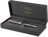 Parker Sonnet Ballpoint Pen Grey Lacquer Gold Trims Medium Point Gift Box