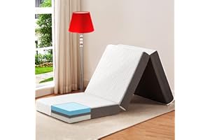 BedLuxury 4 Inch Tri Folding Mattress Twin Size with Storage Bag, Foldable Memory Foam Topper Portable Floor Guest Bed with Removable Cover, Breathable Washable
