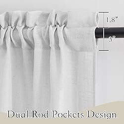 RYB HOME Linen Textured Wave Pattern Sheer Valance