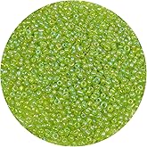 CCOZN 1300 Pieces Glass Seed Beads Bulk - 4mm 6/0 Opaque Pony Beads for Jewelry Making - Light Green AB