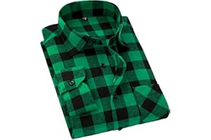Cromoncent Men's Casual Plaid Flannel Long Sleeve Button Down Shirt