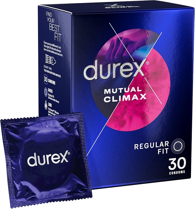 Durex Mutual Climax 30 Condoms Regular Fit With Performa Lubricant Ribbed Dotted