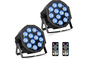 YEESITE Battery LED Stage Lights 2Pack - 36W 12LED RGBW Rechargeable Par Light Sound Activated Multi Modes by Remote & DMX Control for DJ Events Wedding Party Church Music Dance Band Live Show