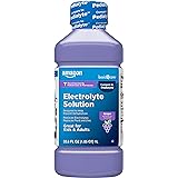 Amazon Basic Care Grape Electrolyte Solution, Replaces Electrolytes, Fluid & Zinc, Kids & Adults, 33.8 Fluid Ounces