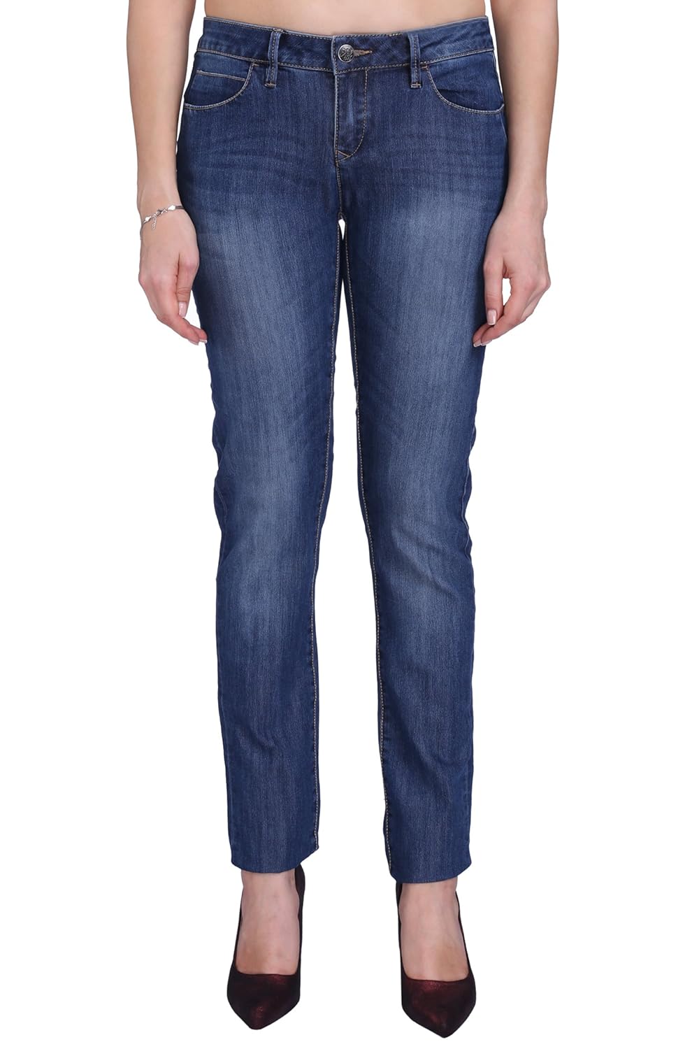 mid blue jeans womens