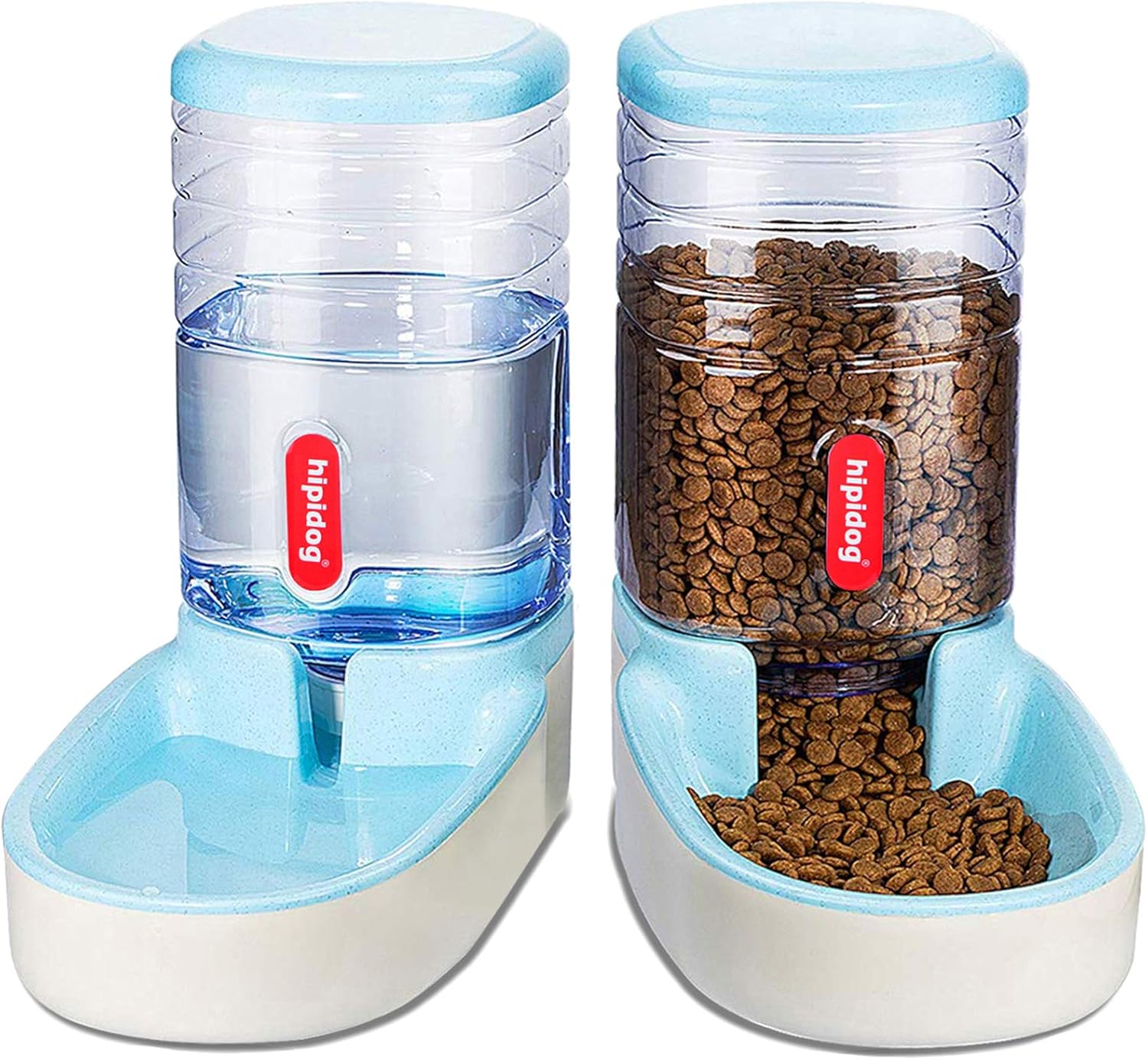 Lucky-M Pets Automatic Feeder and Waterer Set,Dogs Cats Food Feeder and Water Dispenser 3.8L,2 in 1 Cat Food Water Dispensers for Small Medium Big Pets (Blue)