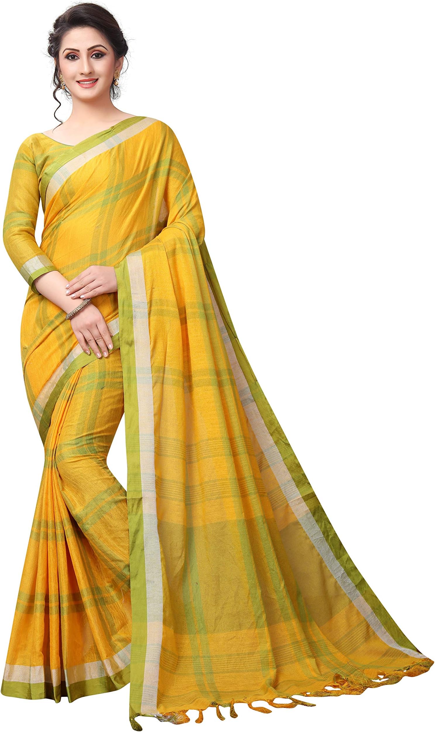 Perfectblue Linen with Blouse Piece Saree
