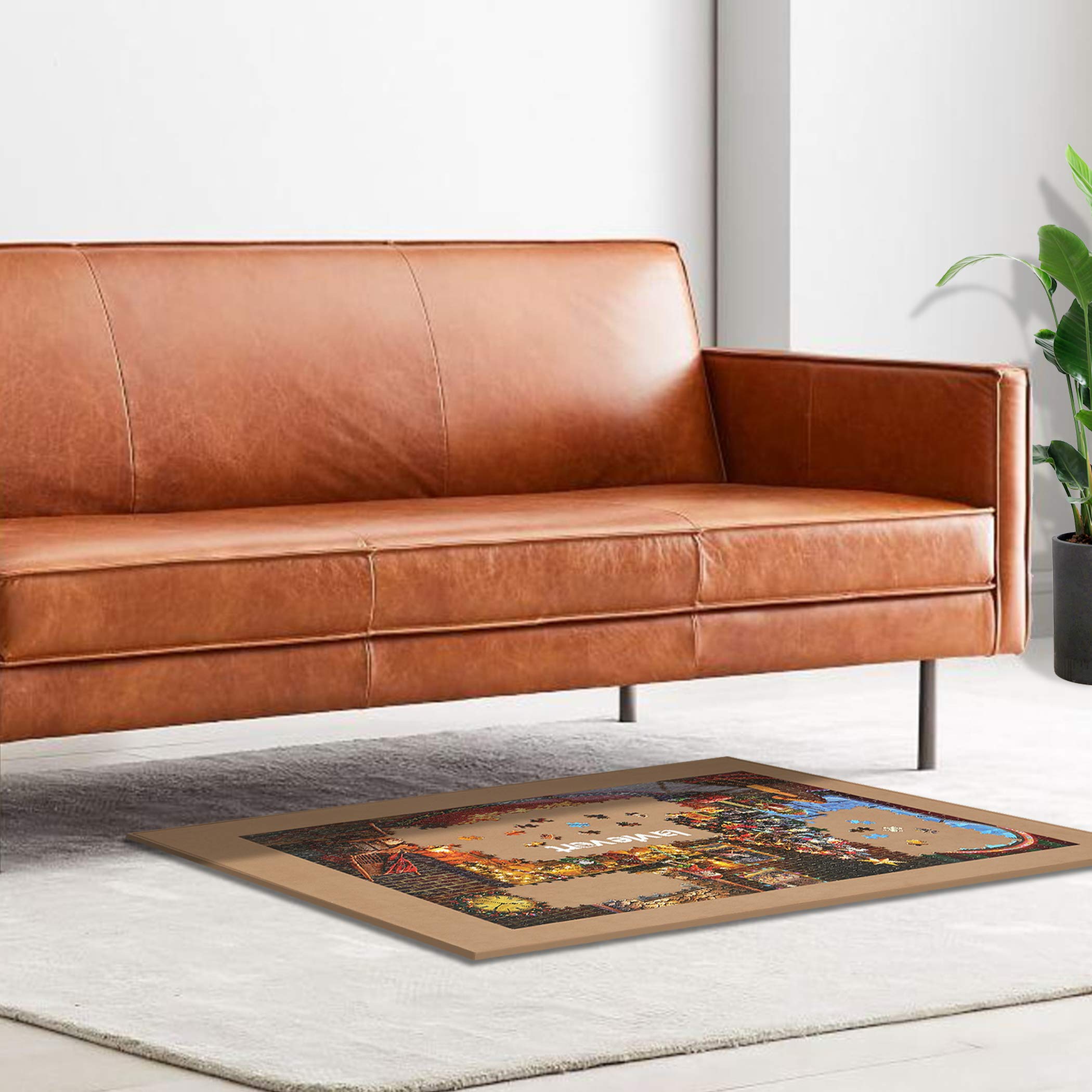 Lavievert Wooden Jigsaw Puzzle Board, Lightweight & Portable Puzzle Plateau Storage Saver with Non-Slip Surface for Games Up to 1500 Pieces - Khaki