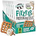 Lenny & Larry's FITZELS Protein Pretzels (Cinnamon Buns) 8 Individual Bags 3 oz Each – High Protein Snacks with 20g of Plant Based Protein – Healthy Vegan Pretzels – Delicious Salty Taste
