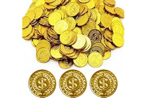 YYBD 100Pcs Mardi Gras Coins Bulk Gold Coin for Carnival Mardi Gras Throws Parade Party Table Decorations 3.5 cm Plastic Pira