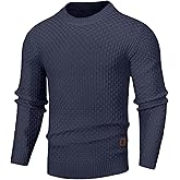 Zaitun Men's Crewneck Sweater Pullover Long Sleeve Solid Waffle Knitted Pullover Casual Sweaters